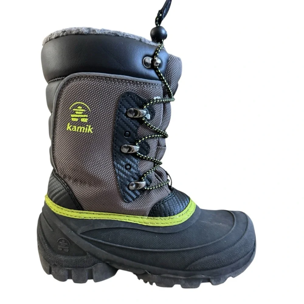 Kamik Waterproof Snow Boots Fleece Insulated Winter Outdoor Gray Black Kids 2
